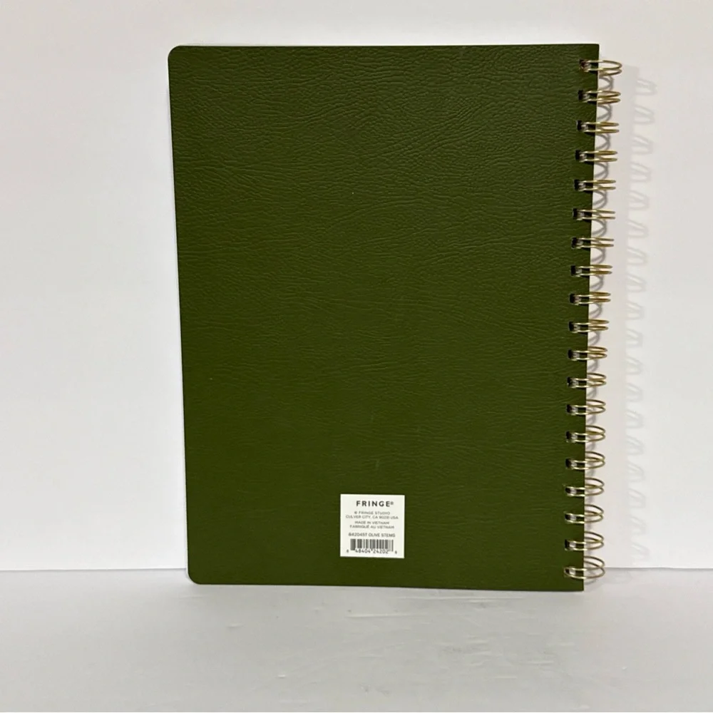 Green Faux Leather Floral Journal with Gold Spiral Binding 192 pages